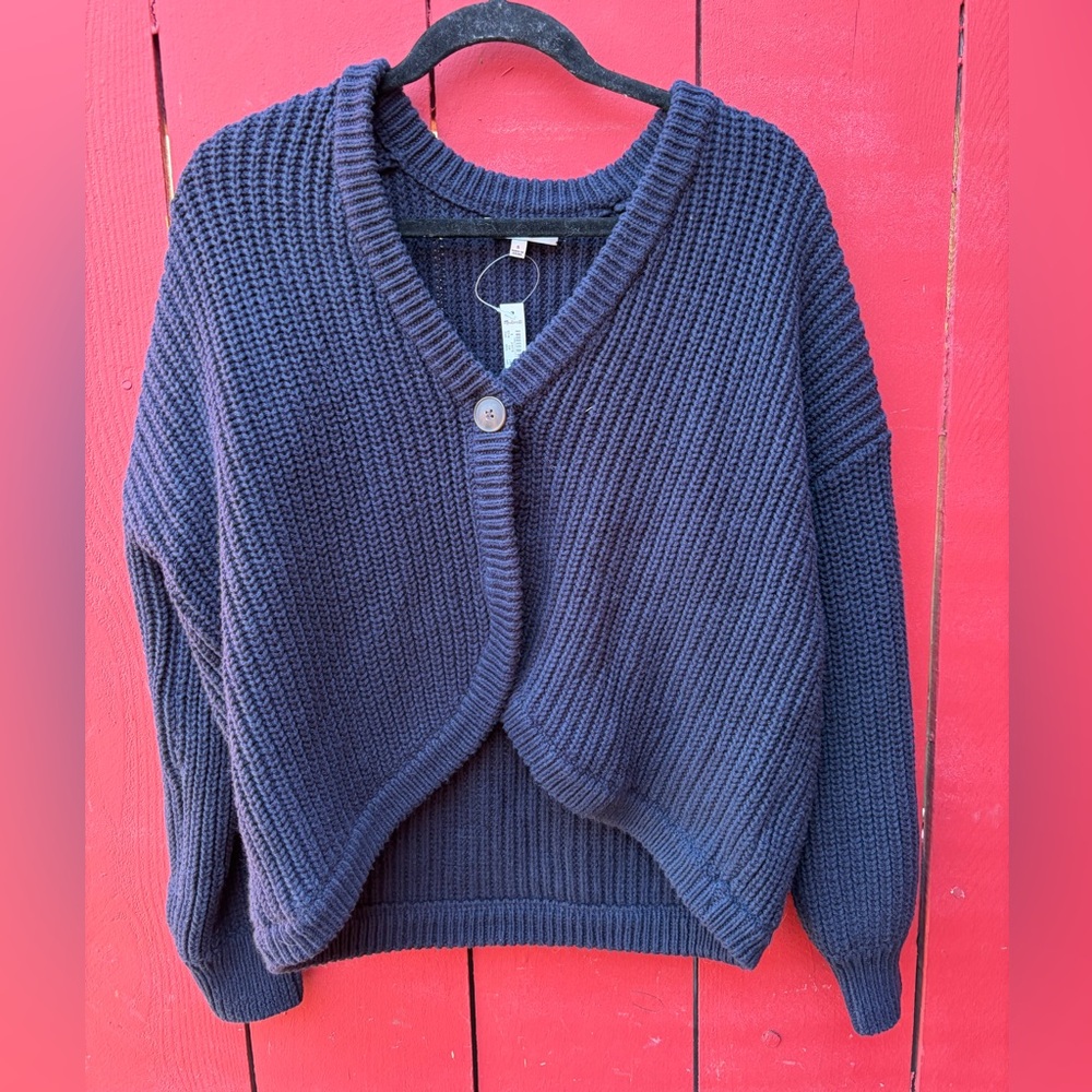 Madewell Shirttail Cardigan Sweater Blue Indigo